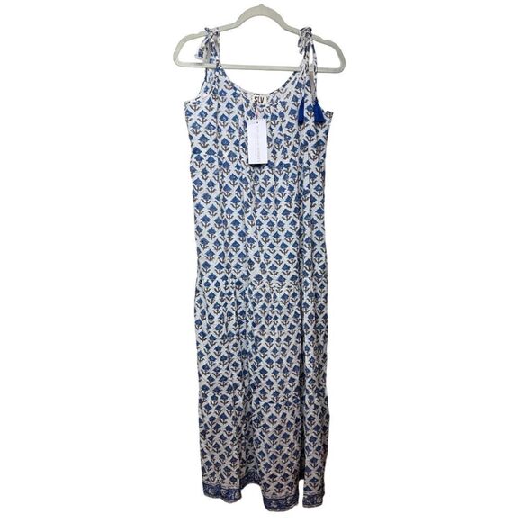 St. Bernard Sur La Vague Block Print Maxi Dress NWT O/S - Picture 1 of 4